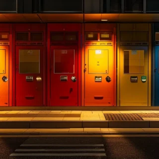 a row of vibrant colored mailboxes with a variety of sizes and designs, showcasing the best mail services available.